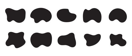 Abstract set of organic liquid shapes and fluid irregular blobs for modern design elements.