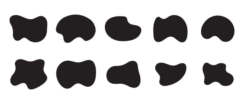 Abstract set of organic liquid shapes and fluid irregular blobs for modern design elements.