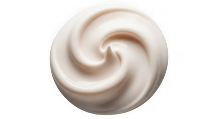 Swirl of creamy cosmetic product or yogurt isolated on transparent background