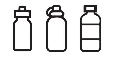 Various types of bottle icons including water, sports, and plastic beverage bottles.