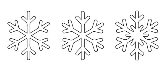 Snowflake outlines for winter and holiday design elements.