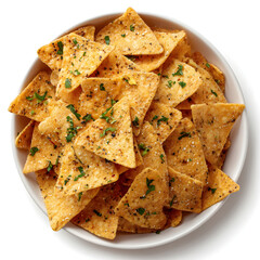 Crispy baked tortilla chips seasoned with herbs