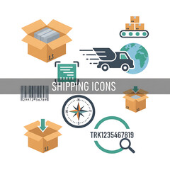 Shipping Icons Set for Delivery and Logistics Services.