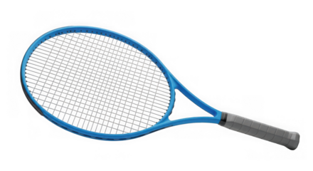 Blue tennis racket isolated on transparent background