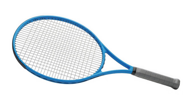 Blue tennis racket isolated on transparent background