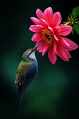 Naklejka premium hummingbird and flower