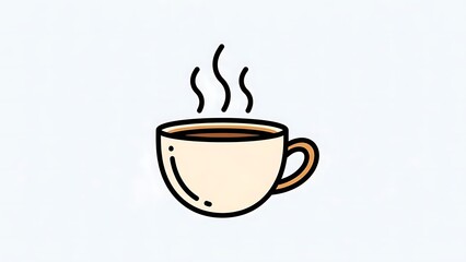 Obraz premium Cartoon Coffee Cup with Steam on White Background