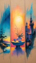 illustration of a boat in the sea. Generative AI