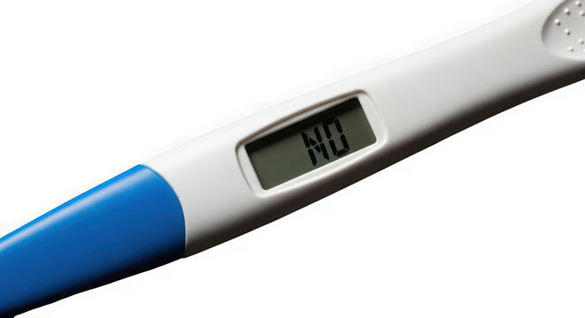 Digital pregnancy test showing negative result isolated on transparent background