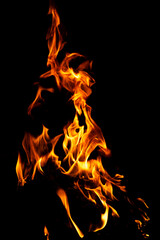 Fiery explosion background. Flames on black backdrop. Fire texture. Blazing fire. Flame pattern....