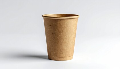 Brown paper cup on a white surface