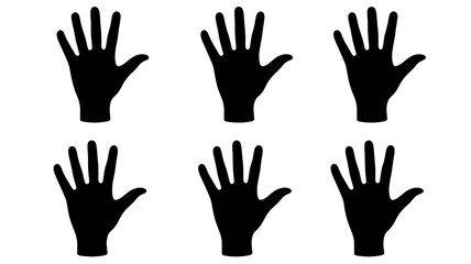 Fototapeta premium Collection of black hand silhouette icons simple vector graphic for counting or communication isolated on white background