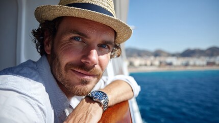 Man on boat wearing hat and sunglasses.