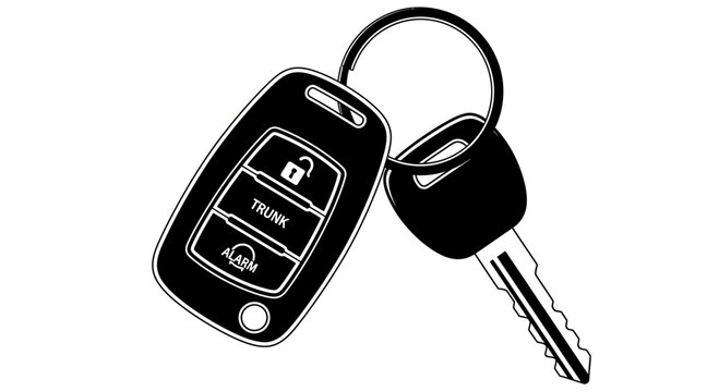 Car Key Icon Vector &ndash; Vehicle Remote Key Silhouette, Automotive Access Symbol