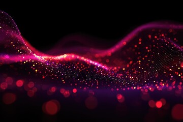 Abstract wave of glowing particles on dark background (5)