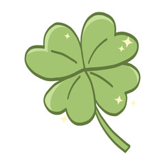 Illustration of a Four-Leaf Clover with Sparkles