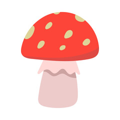 Illustration of a Red Mushroom with White Spots