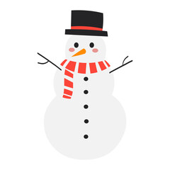 Illustration of Snowman with Hat and Scarf