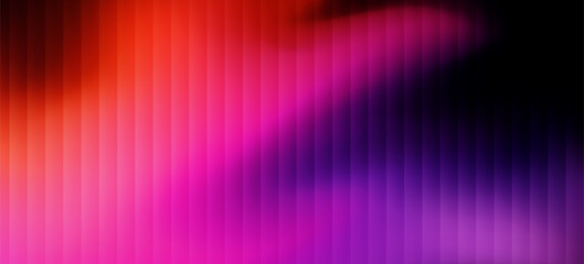 Neon ripple glass gradient in magenta, violet, ember orange on deep midnight. Sharp ribbed distortion, cinematic glow; futuristic texture background, vector illustration