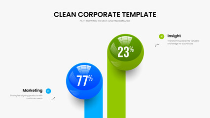 Marketing Introduction 2 Option Infographic Presentation Design. Enterprise Review Slideshow Template Vector Illustration. Financial Innovation Two Step Graph Slide Layout.
