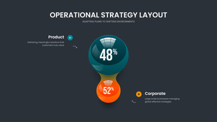 Consulting Overview Two Element Diagram Slide Layout. Clean Performance 2 Option Chart Presentation Template. Minimal Innovation Frame Design Vector Illustration.