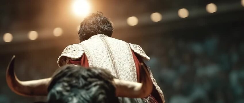 Torero haciendo faena en traje de luces