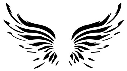 Black tribal tattoo design featuring an eagle wings silhouette and flying bird vector illustration for a nature logo or symbol