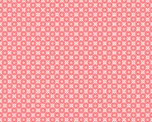 Seamless pattern of pink and light pink circles and stars, geometric background texture, repeating design