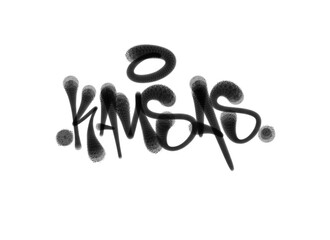 textured sprayed graffiti tagging letter KANSAS city name isolated design in black
