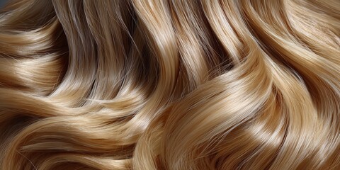 Luxurious blonde waves cascade in soft, sunlit curls silky, radiant, and effortlessly glamorous. Hair as art: flowing, healthy, and rich with golden shine.