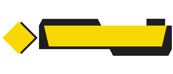 Yellow and black lower third blank banner with bold contrasting colors, sleek modern design, and transparent background, perfect for video overlays, broadcast graphics, news tickers, streaming content