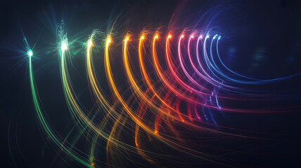 Vibrant colorful light trails forming dynamic abstract motion pattern
