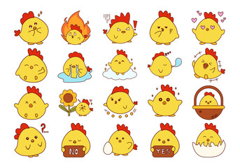 Cute Little Chicken Illustration Element Set
