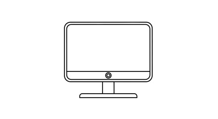 Computer Monitor Icon Vector – Desktop Screen Outline, Technology Display Symbol