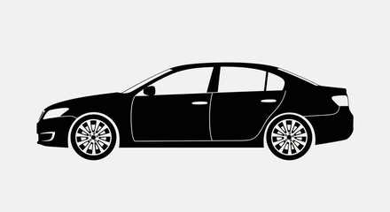 Car Silhouette Icon Vector – Modern Vehicle Side View, Automobile Design Illustration