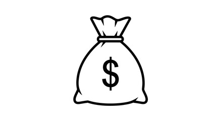 Money Bag Icon Vector – Dollar Sack Silhouette, Finance Wealth Symbol