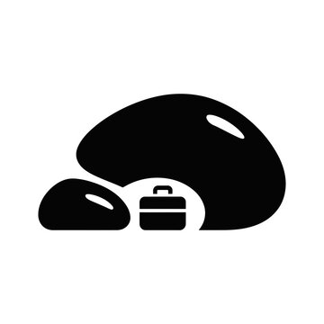Hidden geocache under a rock, simplified black silhouette