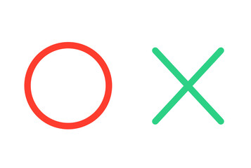 赤色と緑色｜シンプルなまるばつマーク