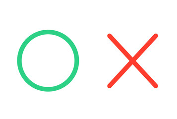 緑色と赤色｜シンプルなまるばつマーク