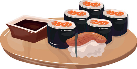Japanese Cuisine: Sushi Rolls Vector  © alena