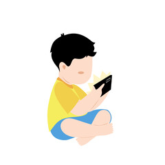 Child Sitting with Smartphone
