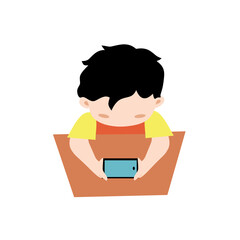 Child Holding a Tablet at Desk
