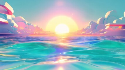 Sunrise over a pastel sea