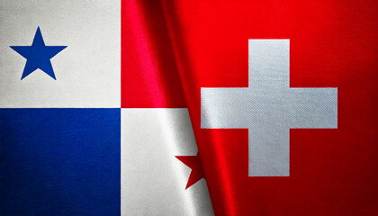 スイスの国旗とパナマの国旗(Switzerland flag & Panama flag.)
