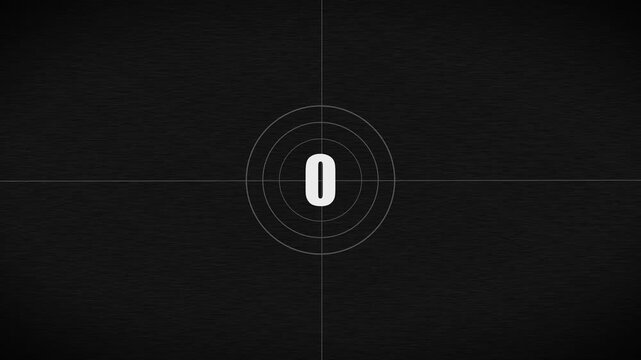 Abstract 5 seconds realistic vintage old movie countdown intro animation - sepia toned with film shake and dust and scratches. Countdown movie from 5 to 0 number