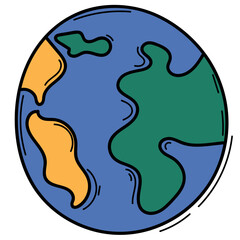 planet earth, delivery, courier, parcels, work, worldwide, website, service, store order Vector isolated element hand-drawn outline with color fill