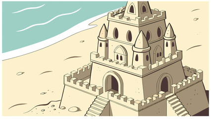 Golden sunset lighthouse on rugged coastal cliffs with dramatic ocean waves