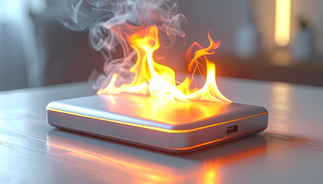 発火するモバイルバッテリー、リチウムイオン電池の爆発事故、火災