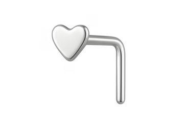 Silver heart nose stud body piercing jewelry