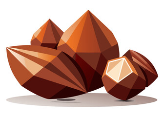 Low poly geometric cocoa beans or chocolate pieces, food ingredient